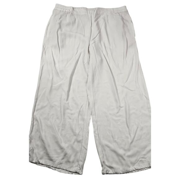 J. Jill white wide leg nude lined pockets sz M pull on pants cropped gaucho EUC - Picture 3 of 10